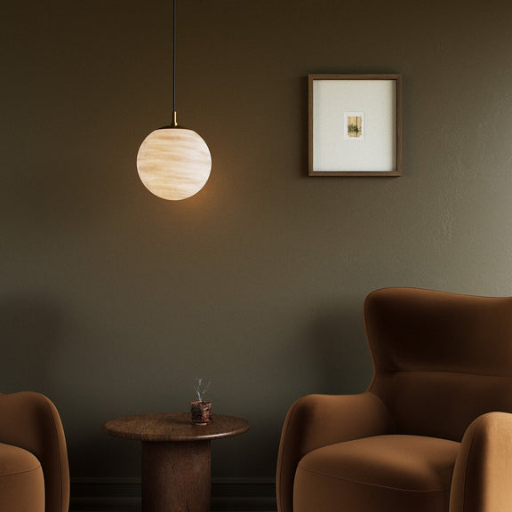 Marbled Globe 300 Pendant - Burnished Brass