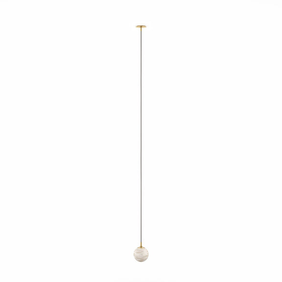 Marbled Globe 200 Pendant - Burnished Brass