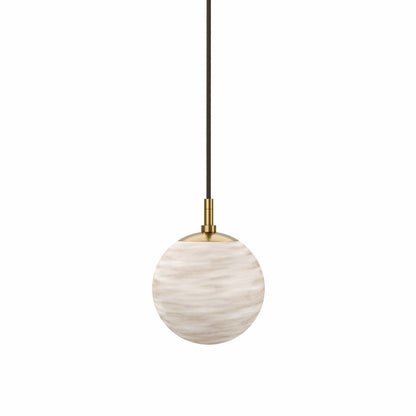 Marbled Globe 200 Pendant - Burnished Brass