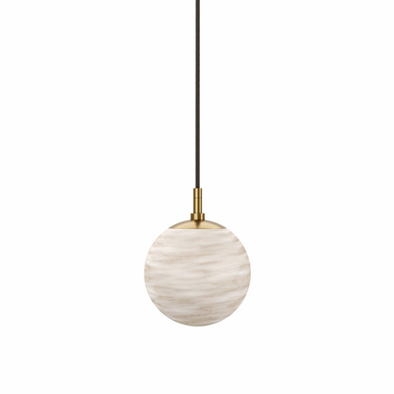 Marbled Globe 200 Pendant - Burnished Brass