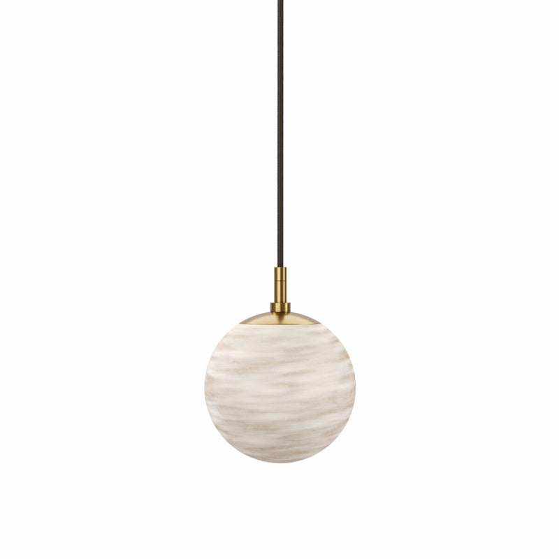 Marbled Globe 200 Pendant - Burnished Brass