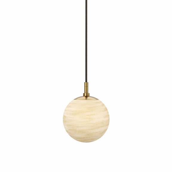 Marbled Globe 200 Pendant - Burnished Brass