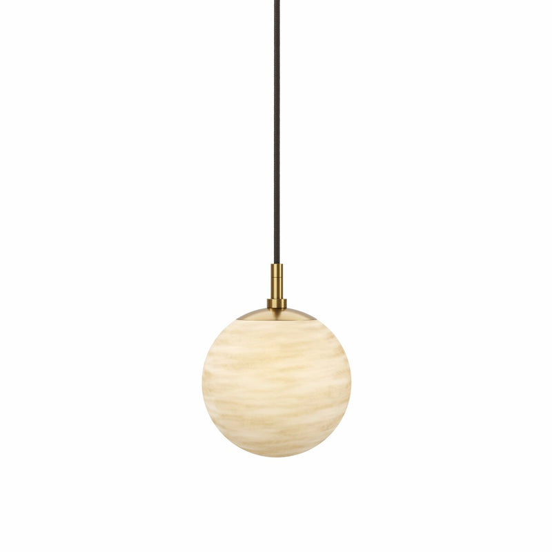 Marbled Globe 200 Pendant - Burnished Brass