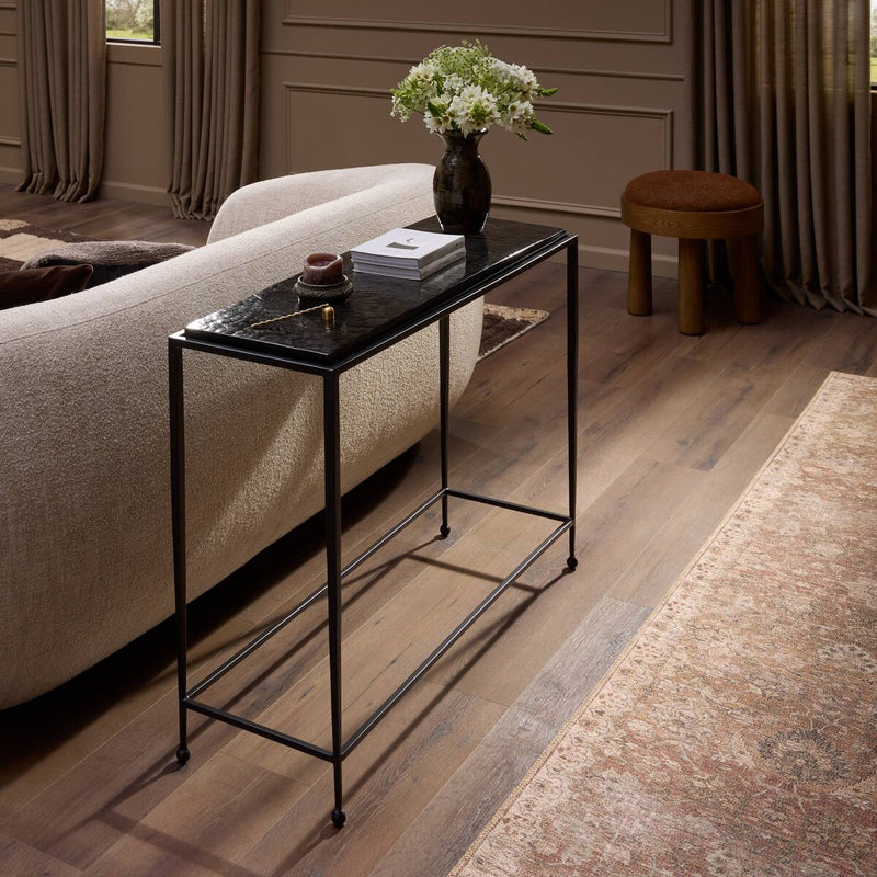 Dalston Cast Glass Console Table - Smoked Black Cast Glass