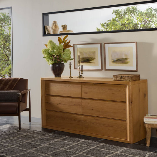 Novella 6 Drawer Dresser - Natural Oak Veneer Thick Random