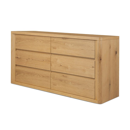 Novella 6 Drawer Dresser - Natural Oak Veneer Thick Random