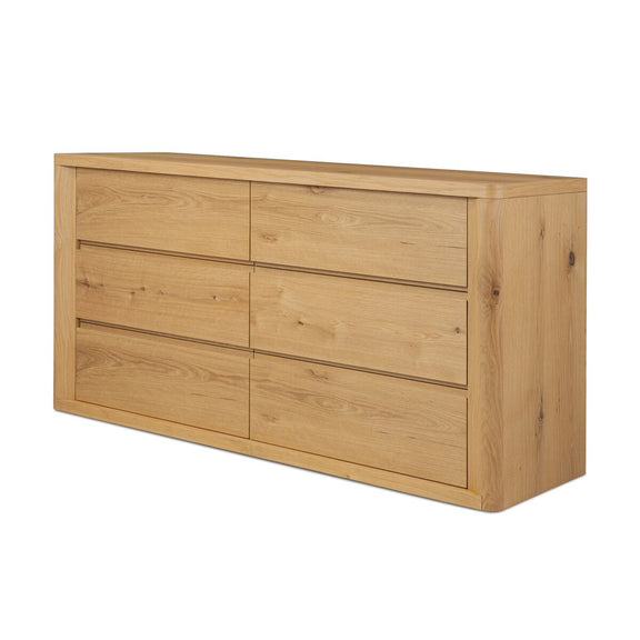 Novella 6 Drawer Dresser - Natural Oak Veneer Thick Random