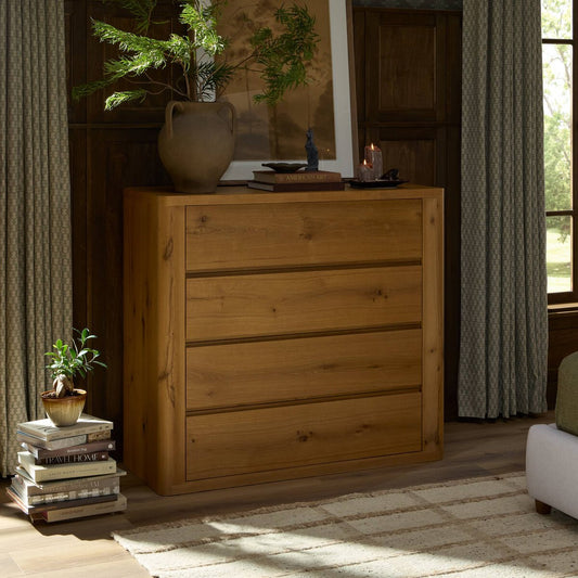 Novella 4 Drawer Dresser - Natural Oak Veneer Thick Random