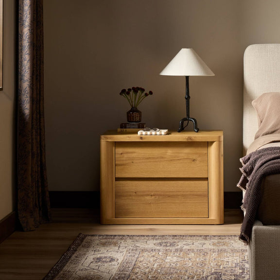Novella Nightstand - Natural Oak Veneer Thick Random