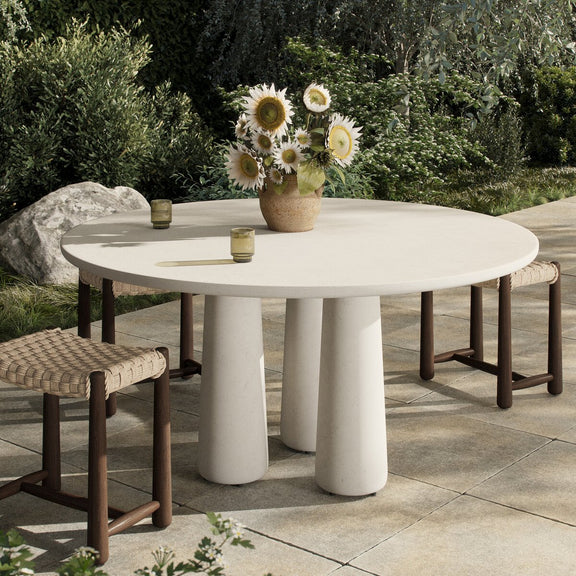 Rye Outdoor Dining Table-60" - Aged White Concrete