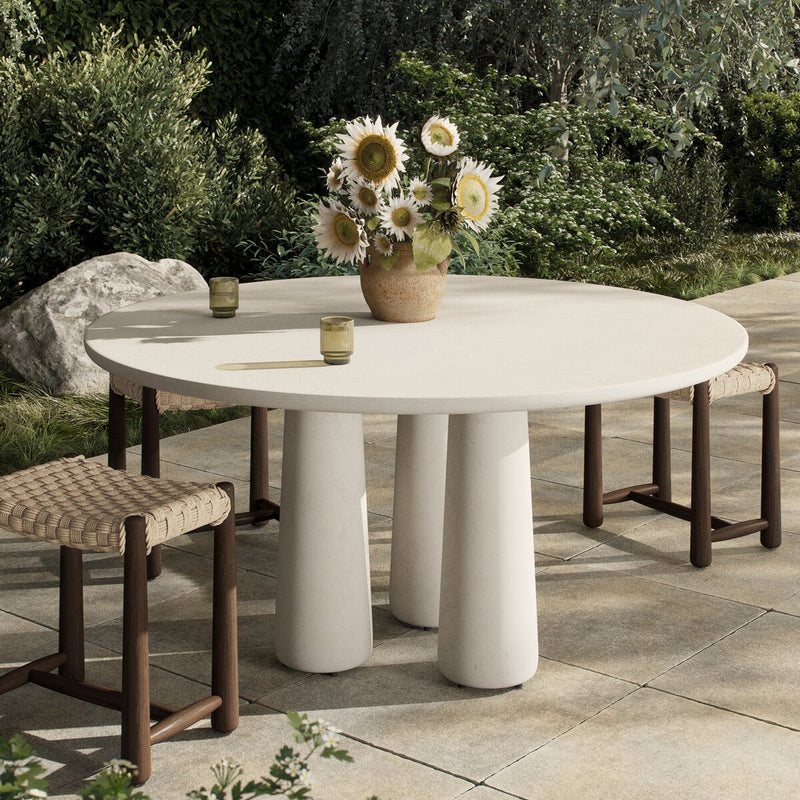 Rye Outdoor Dining Table-60" - Aged White Concrete