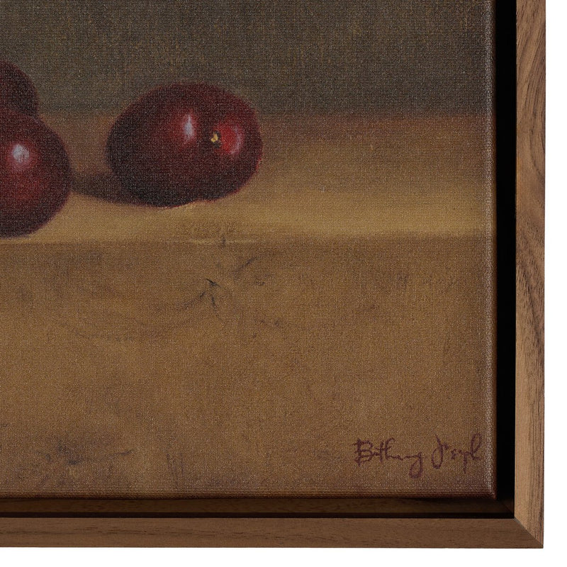 Red Cherries On Red Oak by Bethany Joseph - Walnut Floater