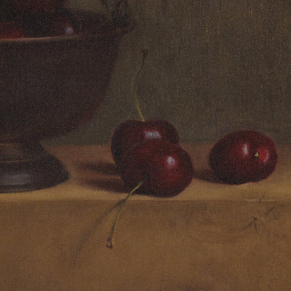 Red Cherries On Red Oak by Bethany Joseph - Walnut Floater