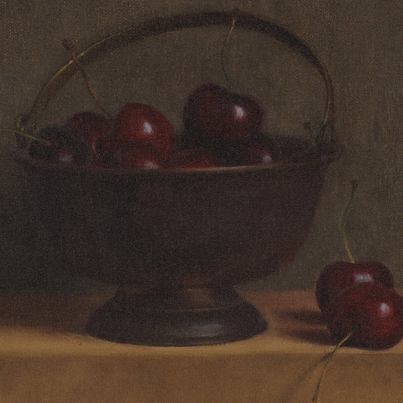 Red Cherries On Red Oak by Bethany Joseph - Walnut Floater
