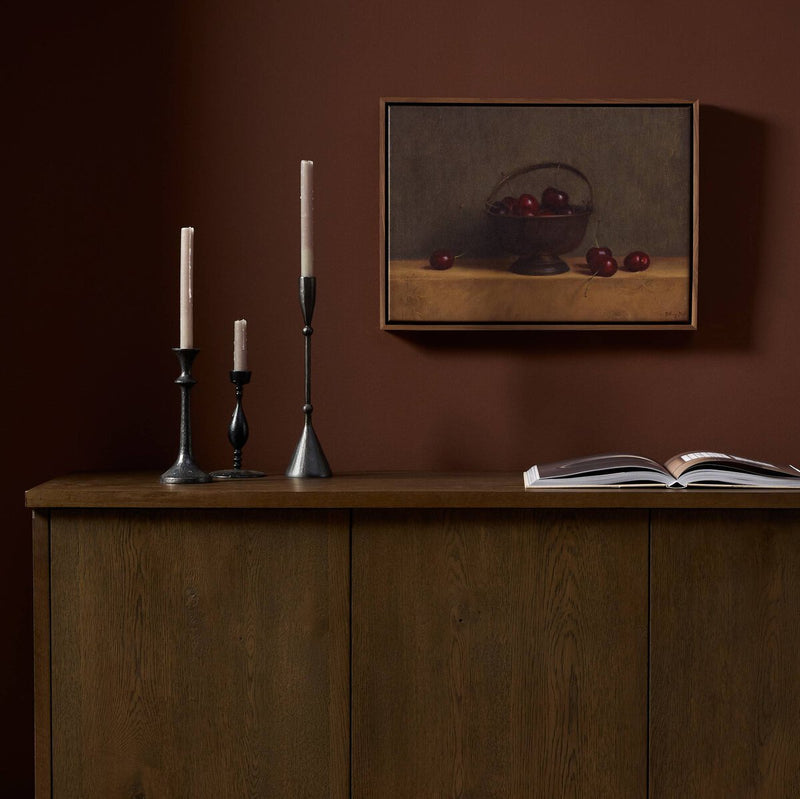 Red Cherries On Red Oak by Bethany Joseph - Walnut Floater