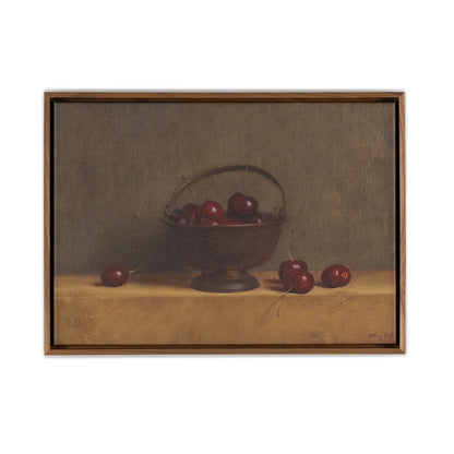 Red Cherries On Red Oak by Bethany Joseph - Walnut Floater