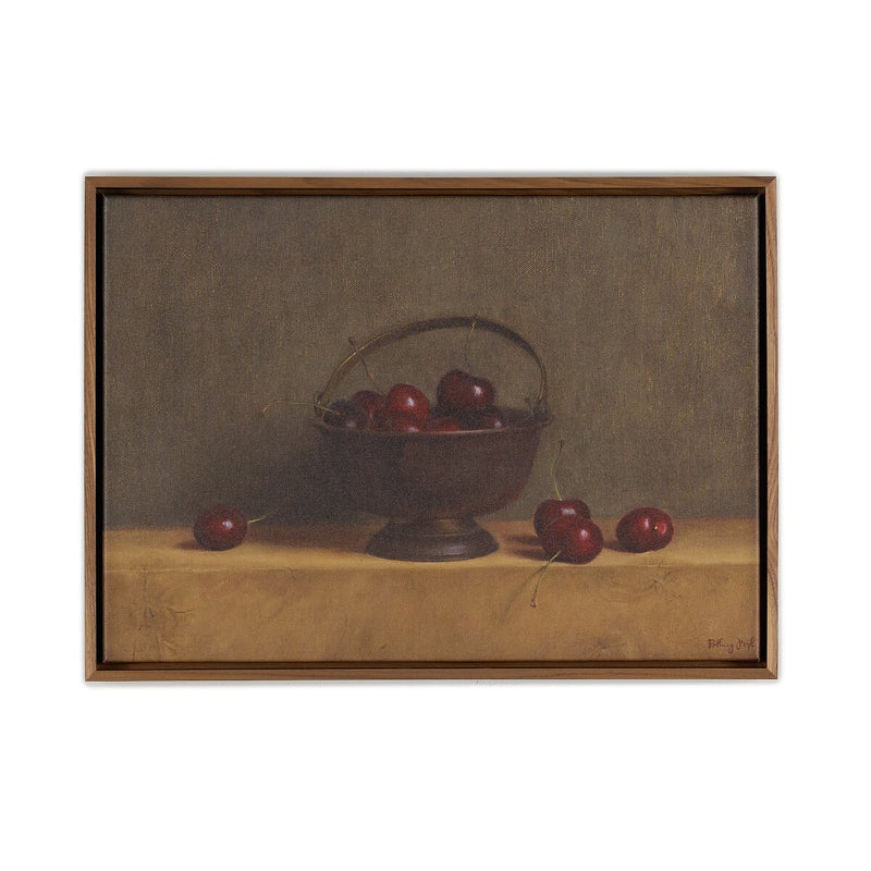 Red Cherries On Red Oak by Bethany Joseph - Walnut Floater