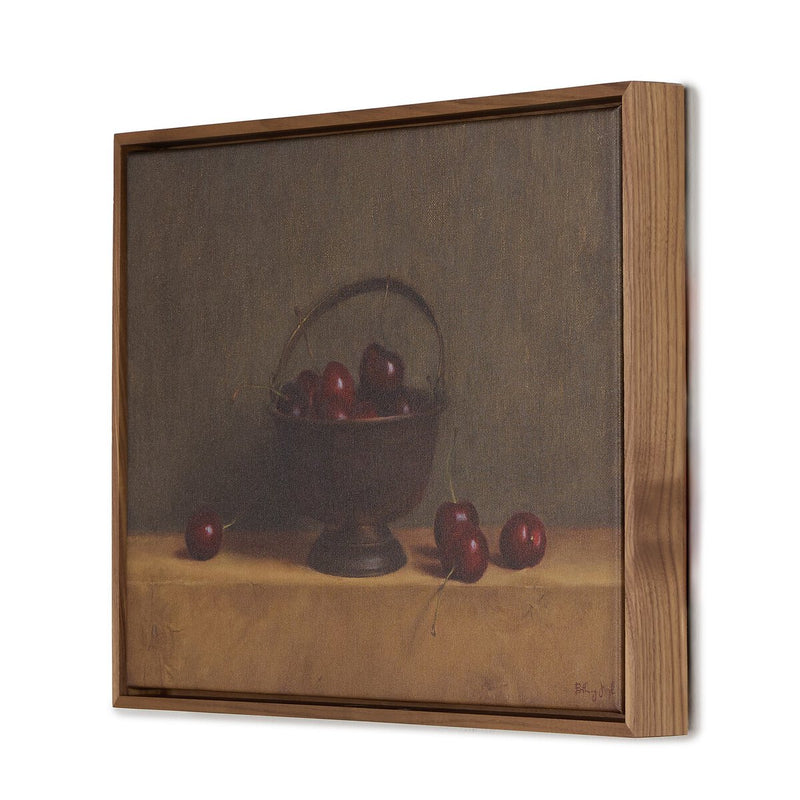 Red Cherries On Red Oak by Bethany Joseph - Walnut Floater