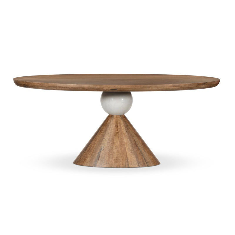 Bibianna Oval Dining Table - Honed White Marble