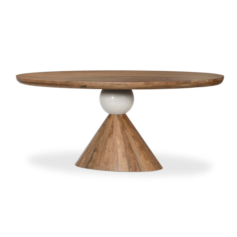 Bibianna Oval Dining Table - Honed White Marble