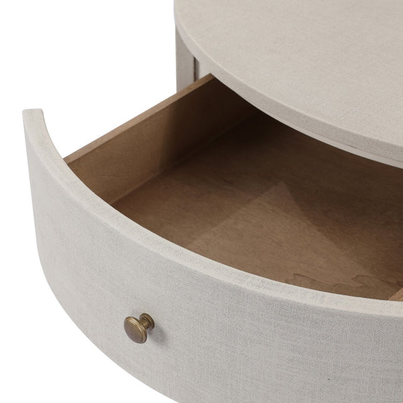 Amelia Oval One Drawer Nightstand - Ivory Painted Linen