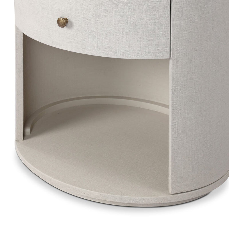 Amelia Oval One Drawer Nightstand - Ivory Painted Linen