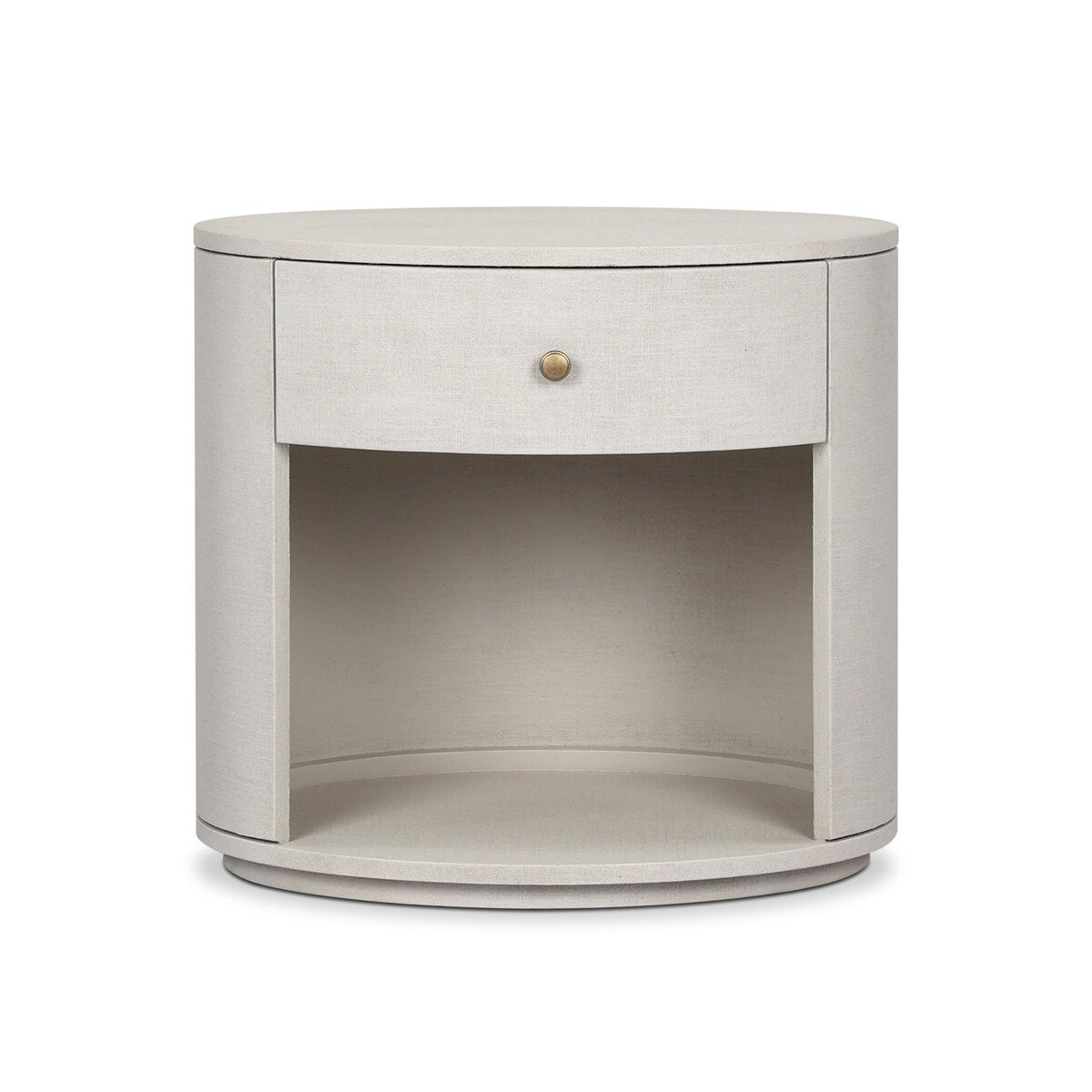 Amelia Oval One Drawer Nightstand - Ivory Painted Linen