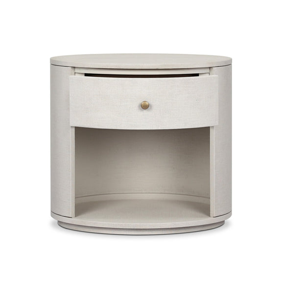 Amelia Oval One Drawer Nightstand - Ivory Painted Linen