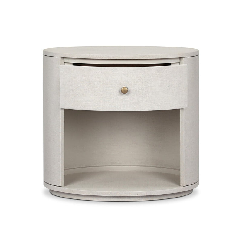 Amelia Oval One Drawer Nightstand - Ivory Painted Linen