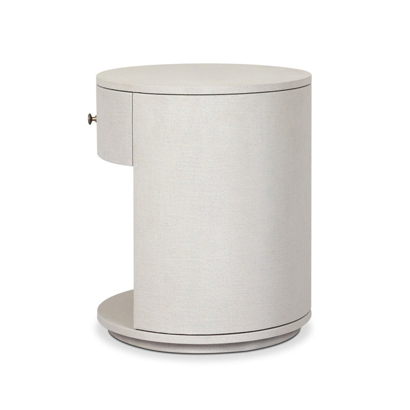 Amelia Oval One Drawer Nightstand - Ivory Painted Linen
