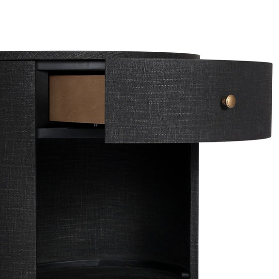Amelia Oval One Drawer Nightstand - Black Linen