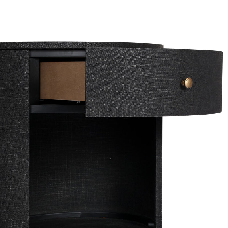 Amelia Oval One Drawer Nightstand - Black Linen