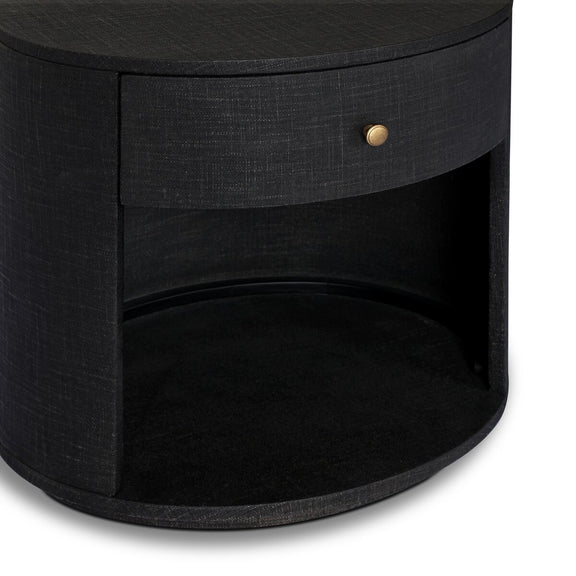 Amelia Oval One Drawer Nightstand - Black Linen