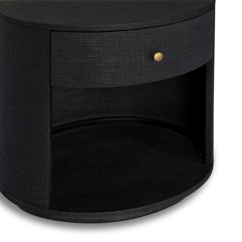 Amelia Oval One Drawer Nightstand - Black Linen