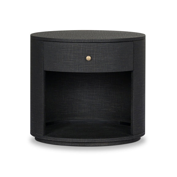 Amelia Oval One Drawer Nightstand - Black Linen