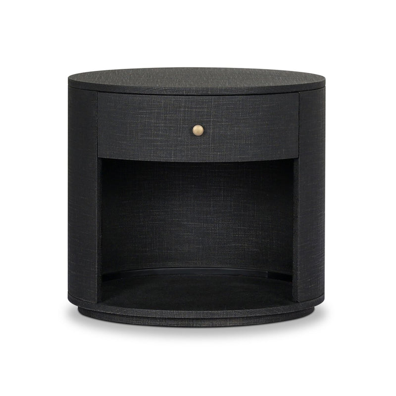 Amelia Oval One Drawer Nightstand - Black Linen