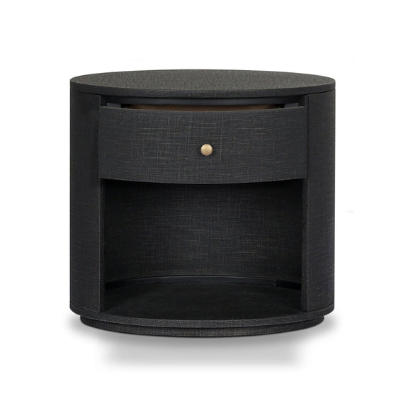 Amelia Oval One Drawer Nightstand - Black Linen