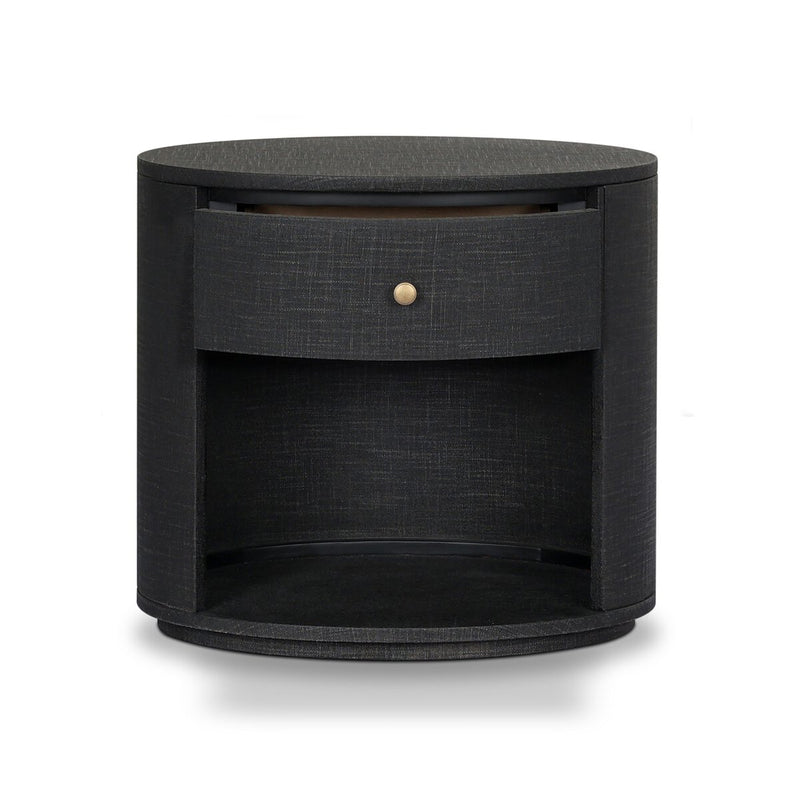Amelia Oval One Drawer Nightstand - Black Linen