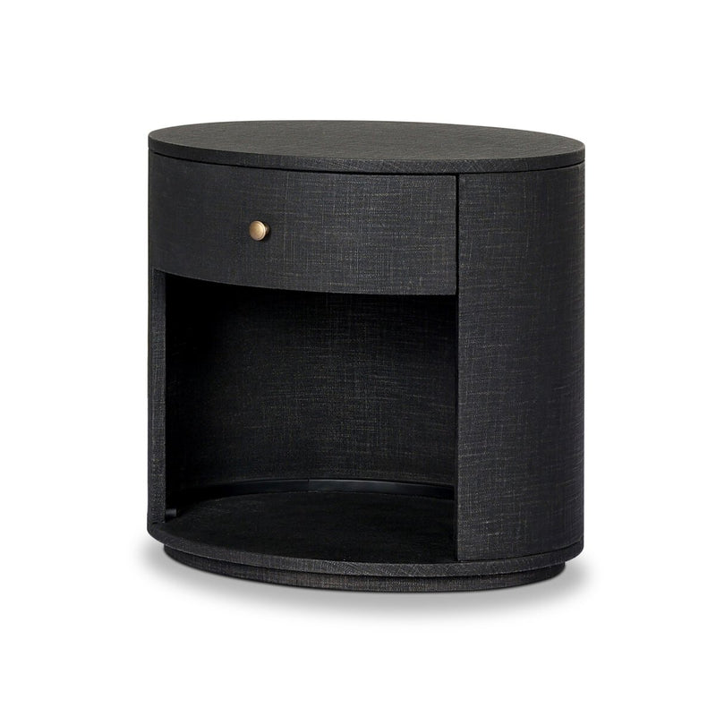 Amelia Oval One Drawer Nightstand - Black Linen