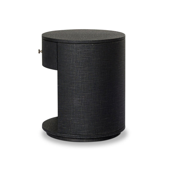 Amelia Oval One Drawer Nightstand - Black Linen