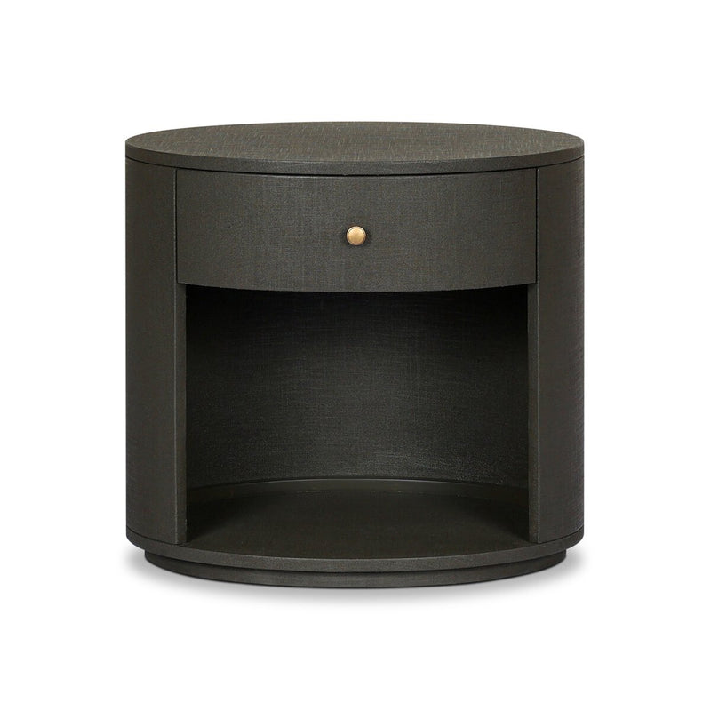Amelia Oval One Drawer Nightstand - Dark Green Lacquered Linen