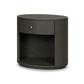 Amelia Oval One Drawer Nightstand - Dark Green Lacquered Linen