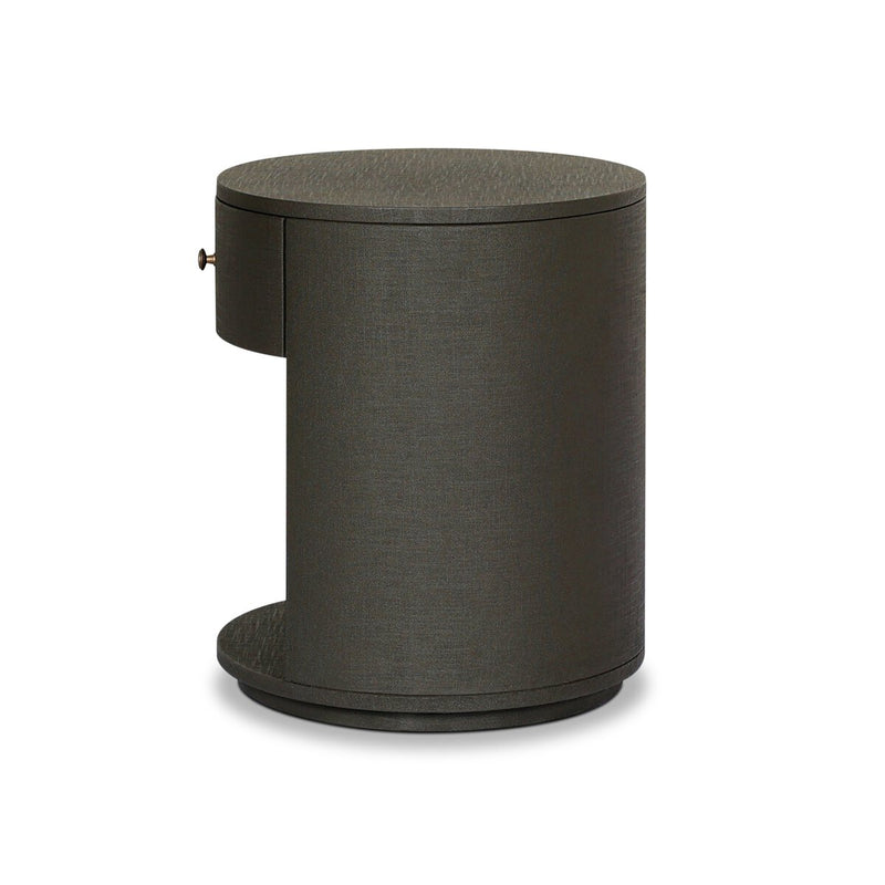 Amelia Oval One Drawer Nightstand - Dark Green Lacquered Linen