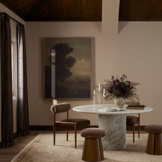 Oranda Round Dining Table - Polished White Marble & Sealant