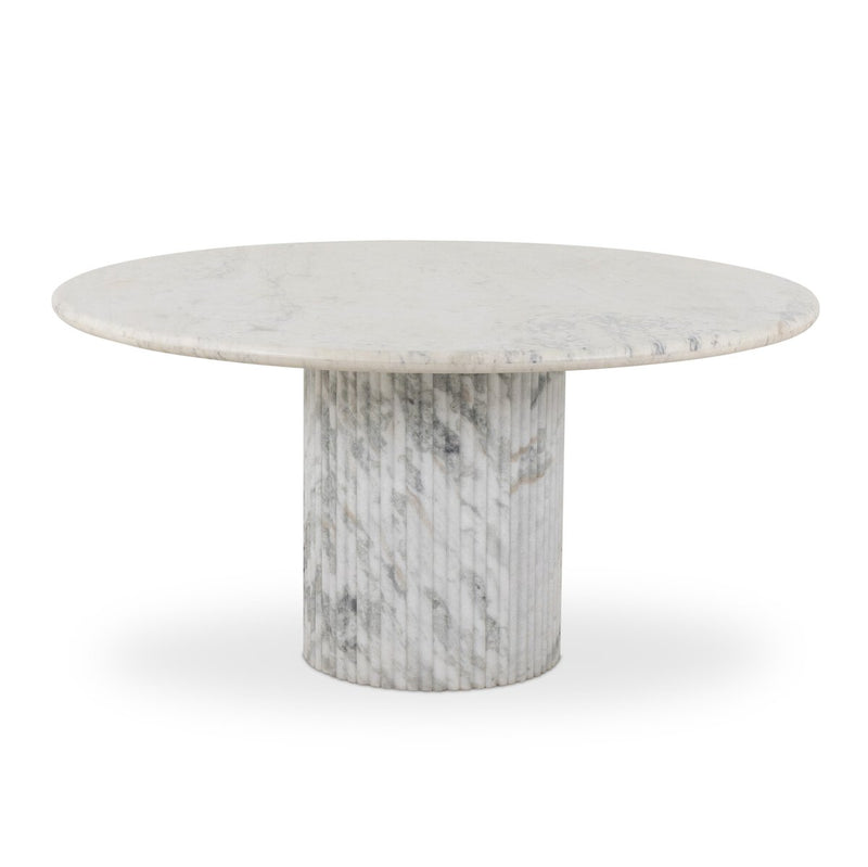 Oranda Round Dining Table - Polished White Marble & Sealant