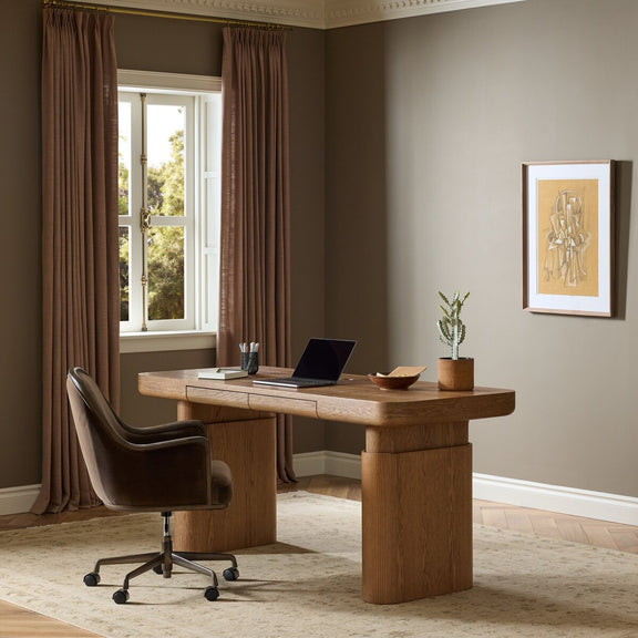 Ainsley Standing Desk - Amber Oak Thin Veneer