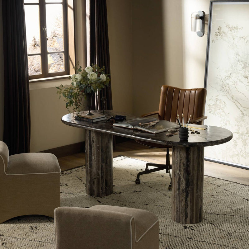 Ponce Desk - Rocky Brown Marble