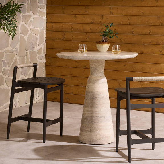 Baden Outdoor Metal Bar + Counter Stool - Vintage White