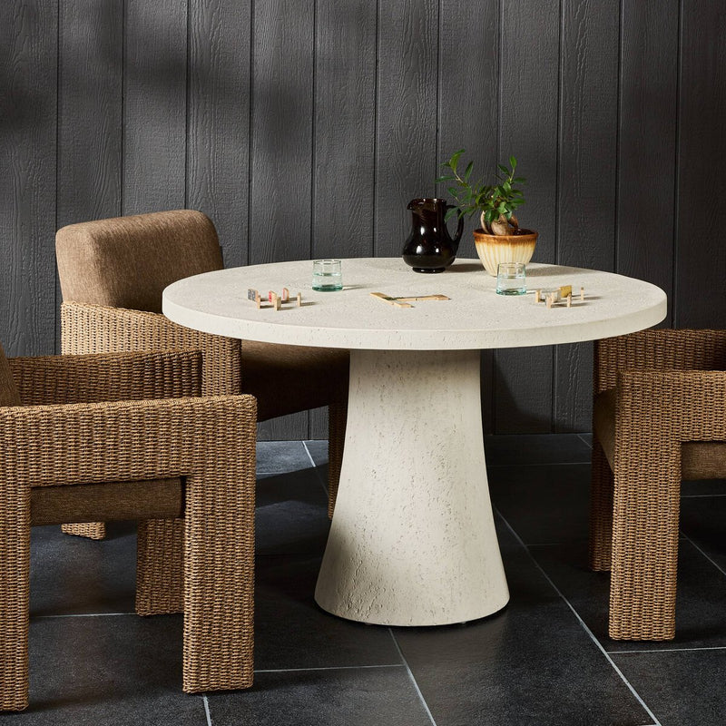 Varda Outdoor Dining Table 48" - Coarse Ivory Concrete