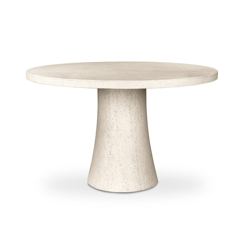 Varda Outdoor Dining Table 48" - Coarse Ivory Concrete